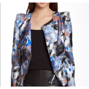 TOV Holy Los Angeles Floral Faux Leather Asymmetrical Non Closure Blazer Size Xl